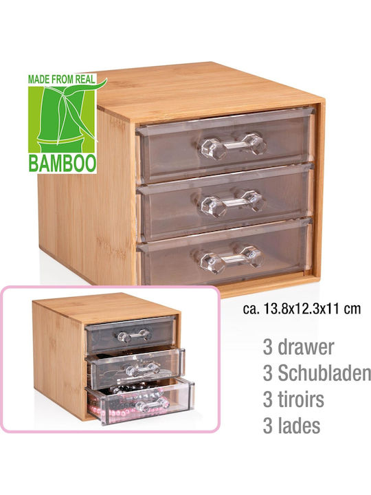 Козметична кутия с 3 чекмеджета от бамбук 13.8x12.3x11см 8711252241593