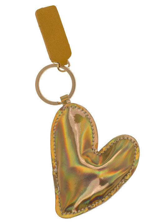Metal Keychain, Heart, Approx. 14.5 X 7.5 cm, 4 Colors, PU Leather, 24/display