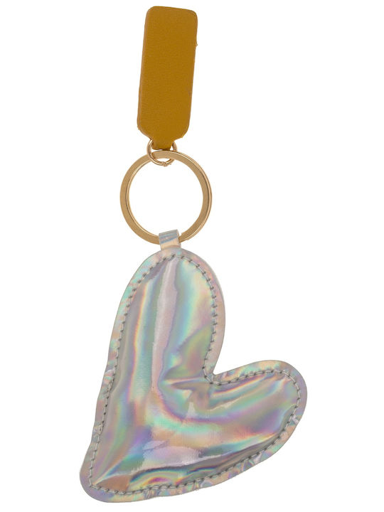 Metal Keychain, Heart, Approx. 14.5 X 7.5 cm, 4 Colors, PU Leather, 24/display