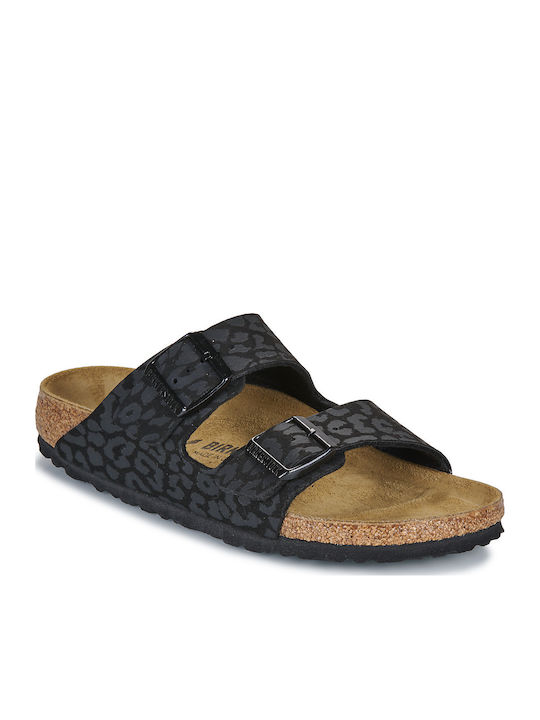 Arizona Leo Δερμάτινα Γυναικεία Σανδάλια Μαύρα Narrow Fit