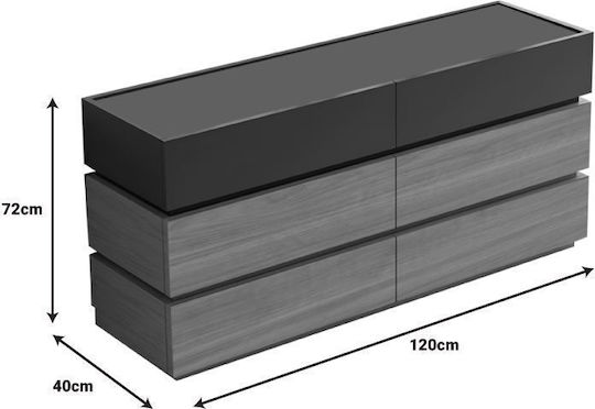 Συρταριέρα Креватокамарас Дървена Sonlen Anthracite-walnut 120x40x72бр