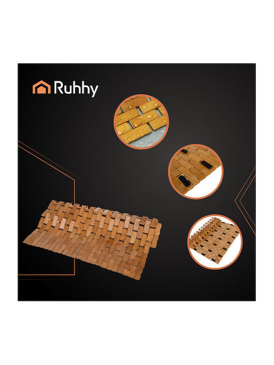 Ruhhy Non-Slip Bath Mat Wooden Coffee 50x80cm