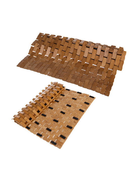 Ruhhy Non-Slip Bath Mat Wooden Coffee 50x80cm