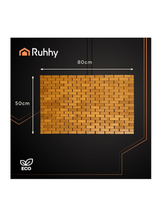 Ruhhy Non-Slip Bath Mat Wooden Coffee 50x80cm