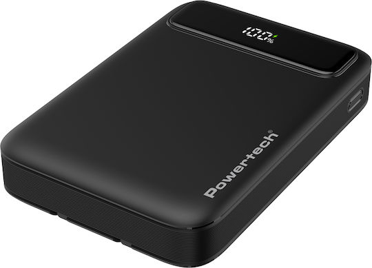 Powertech Power Bank 10000mAh 22.5W с USB-A порт и USB-C порт Power Delivery / Бързо зареждане 3.0 Черен