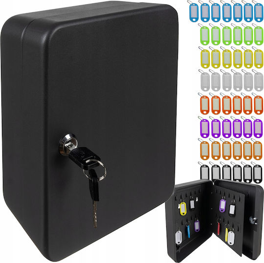 Dulap Chei Drăguț Idealstore Fabricat din Fier Lacăt Conține 48 de Identificatori Colorati Care Pot Fi Gravati Autocolante 1-48 2 Chei de Acces Kit de Instalare Inclus Culoare Grafit Antic