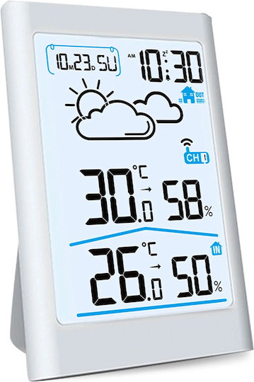 Wireless Weather Station Idealstore Outdoor Sensor Hygrometer Indoor Outdoor Humidity Weather Forecast Calendar Lcd Screen Backlight White Color