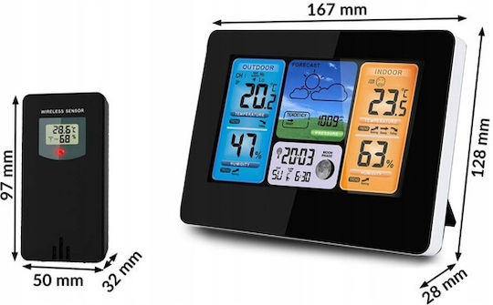 Professional Wireless Weather Station Idealstore Indoor Outdoor Humidity Weather Forecast Barometric Pressure Calendar Alarm Clock Battery Sensor Snooze Function 60 M Range 4-level Backlight Lcd Display