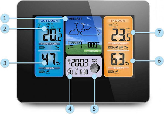 Professional Wireless Weather Station Idealstore Indoor Outdoor Humidity Weather Forecast Barometric Pressure Calendar Alarm Clock Battery Sensor Snooze Function 60 M Range 4-level Backlight Lcd Display