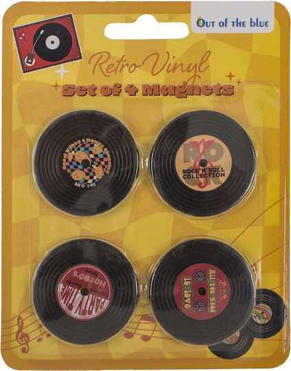 Retro Vinyl Fridge Magnets Set of 4