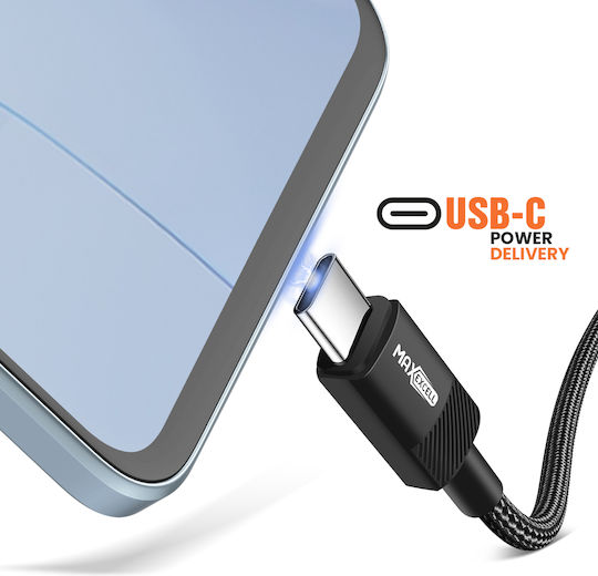 Max Excell Usb-c Zu Usb-c 60w Apple Watch Nylon Geflochtenes Kabel 1m Schwarzes