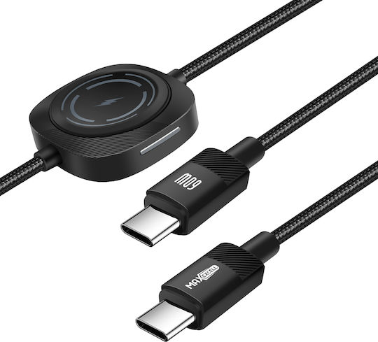 Max Excell Usb-c Zu Usb-c 60w Apple Watch Nylon Geflochtenes Kabel 1m Schwarzes