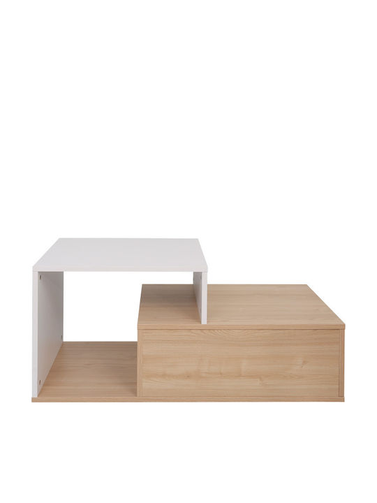 Wooden Sitting Room Table for Small Outdoor Spaces Vople Natural White Shade 90x50x40cm