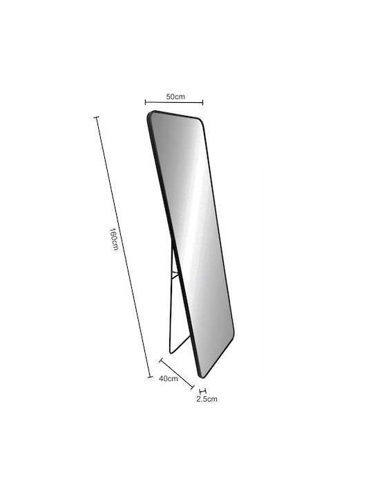 Pakketo Jayrens Oglindă De Podea Cu Cadru Negru Din Aluminiu 160x50cm