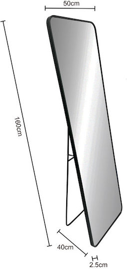 Pakketo Jayrens Rechteckiger Schwarzer Boden- oder Standspiegel 160x50cm Pakketo Jayrens Rechteckiger Schwarzer Boden- oder Standspiegel 160x50cm