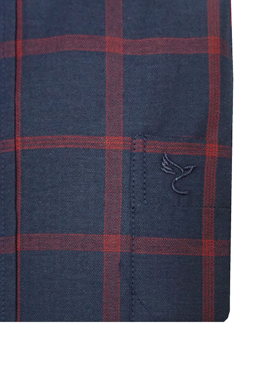 Long Sleeve Shirt in Regular Fit Checked Burgundy
