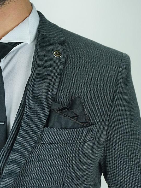 Men's Winter Suit with Vest Slim Fit Grey
