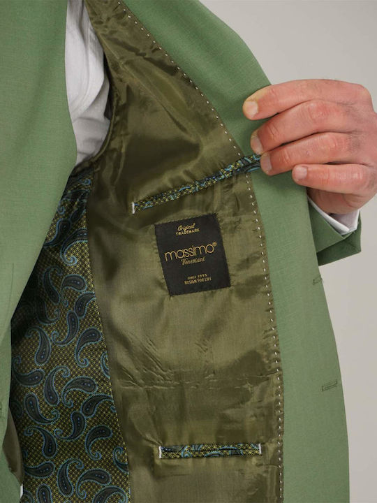 Men's Summer Suit with Vest Regular Fit Green