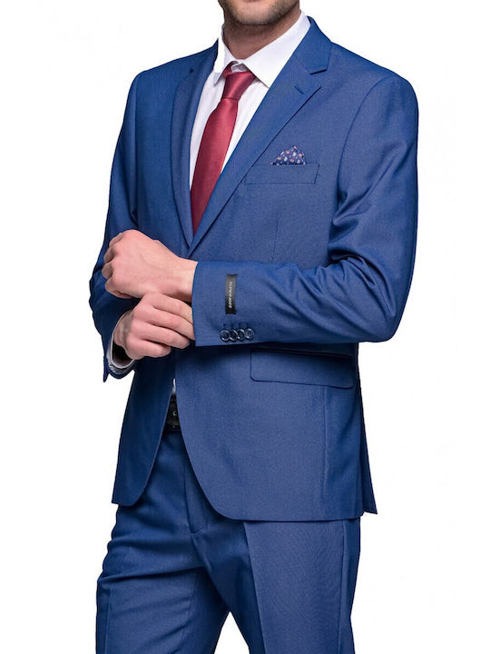 Herrenanzug mit Weste Bräutigamanzug mit Schlank Passform Blau
