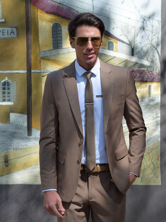 Costum Bărbați cu Croială Strâmtă Brown (code j054)