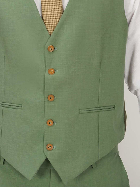Men's Summer Suit with Vest Regular Fit Green