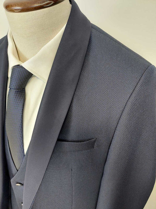 Costum Bărbați Cu vestă Blue