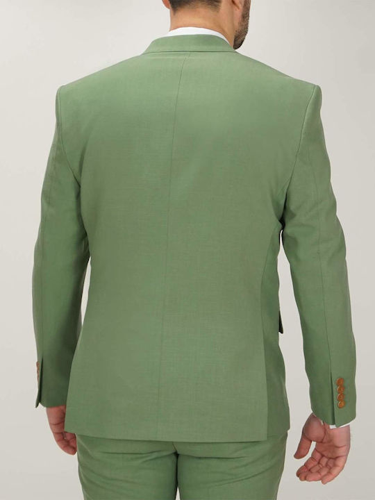 Men's Summer Suit with Vest Regular Fit Green
