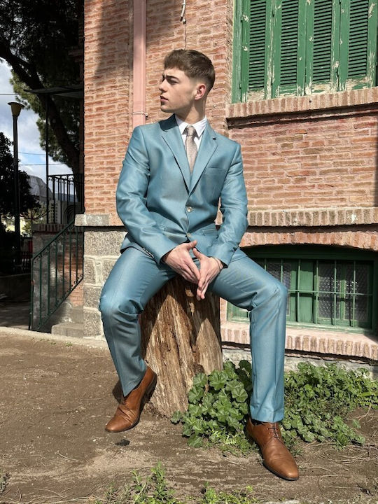 Men's Summer Suit with Vest Slim Fit Petrol (Item J062)