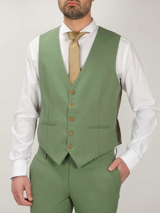 Men's Summer Suit with Vest Regular Fit Green