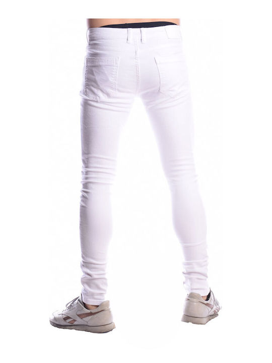 Men's Jeans Pants Elastic with Skinny Fit White