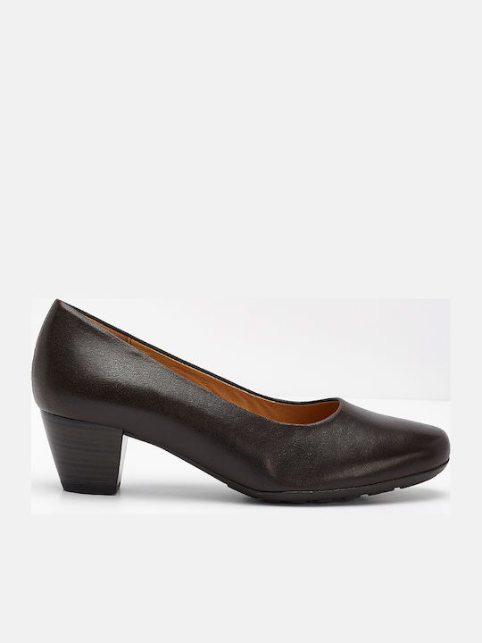 Leder Pumps mit Chunky mittelhohem Absatz Schwarz