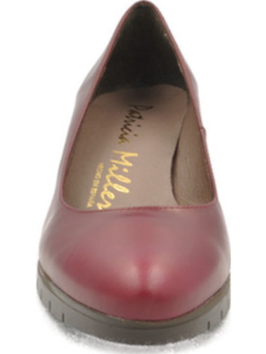 Leather Burgundy Medium Heels