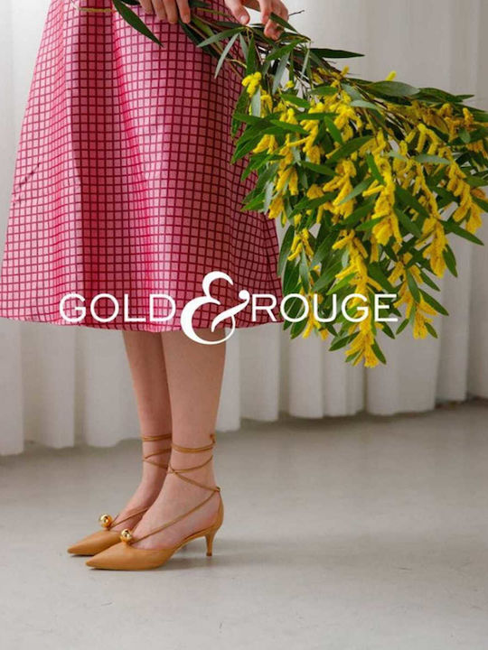 Leder Pumps mit Riemchen Beige