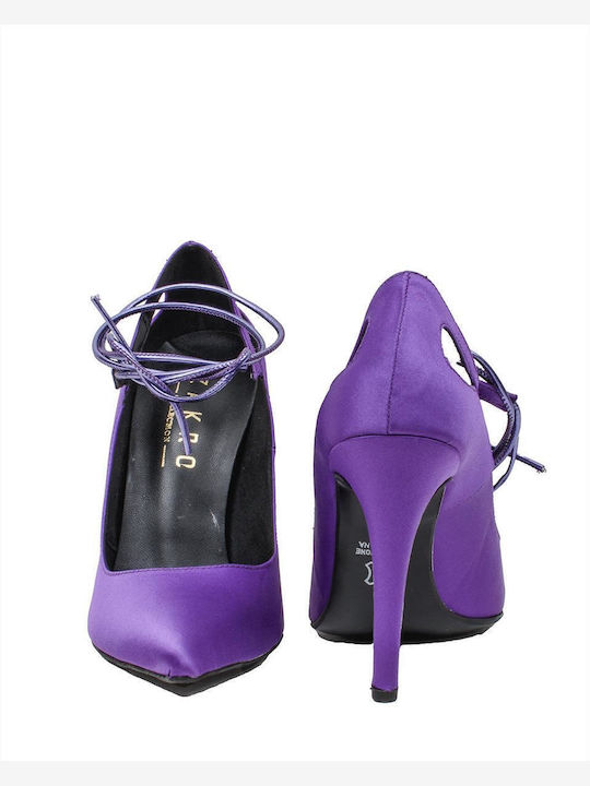 Pointed Toe Purple Heels with Strap
