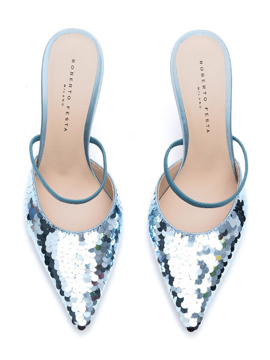 Leather Light Blue High Heels
