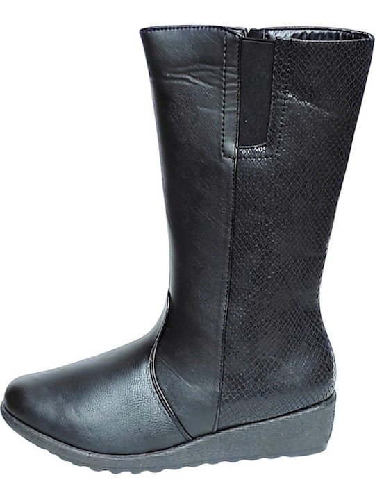 Women's Boots with Rubber / Zipper & Fur  Black