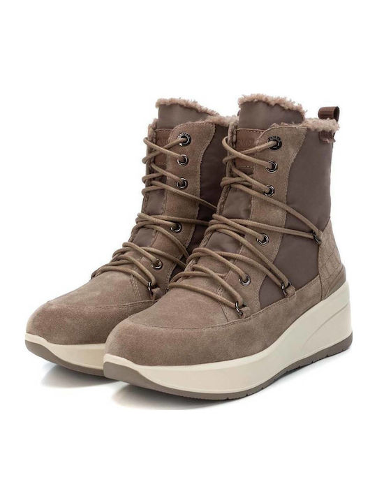 Leder Damenstiefel Beige