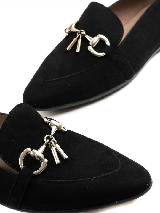 Leather Women's Loafers in Black Color