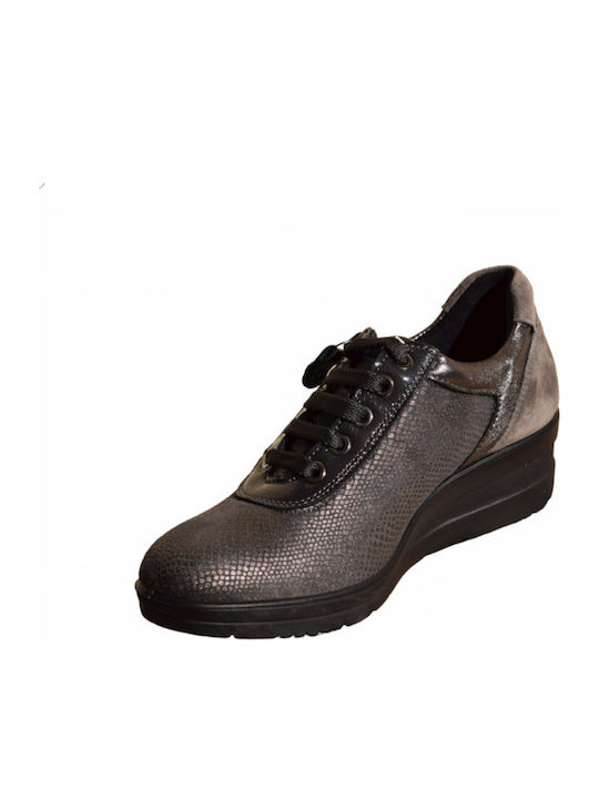 Leather Women's Moccasins in Gray Color