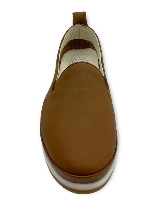 Leather Women's Moccasins in Tabac Brown Color