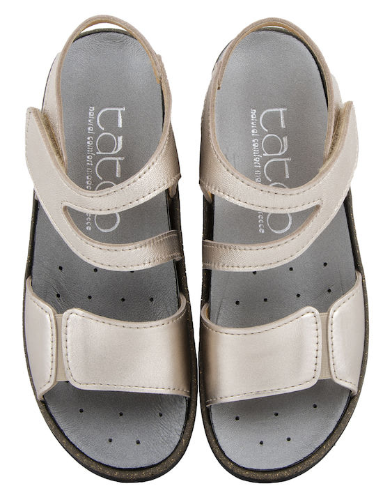 Leather Women's Flat Sandals Anatomic in Gold Color
