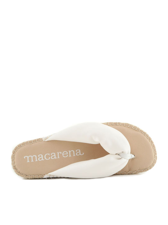 Leather Women's Flat Sandals in White Color