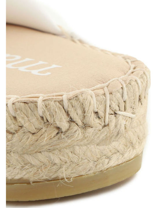Leather Women's Flat Sandals in White Color