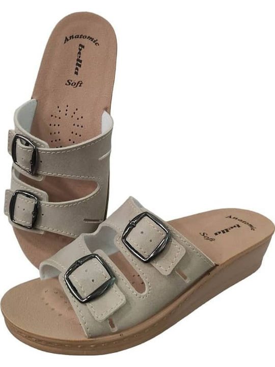 Women's Flat Sandals Anatomic in Beige Color