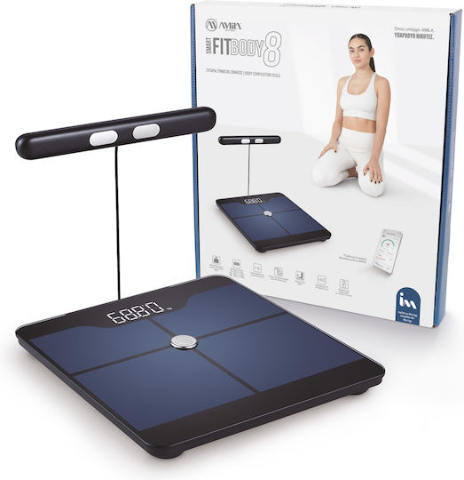 AMILA Fitbody 8 Smart Bathroom Scale with Body Fat Counter & Bluetooth Black