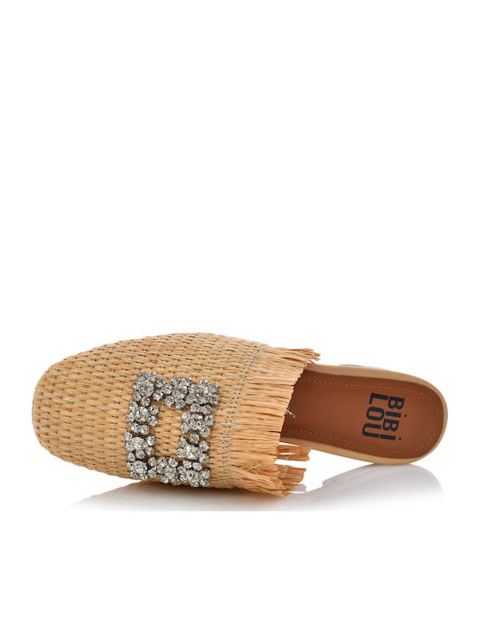 Flat Mules in Beige Color