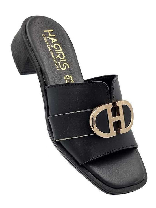 Mules with Chunky High Heel in Black Color