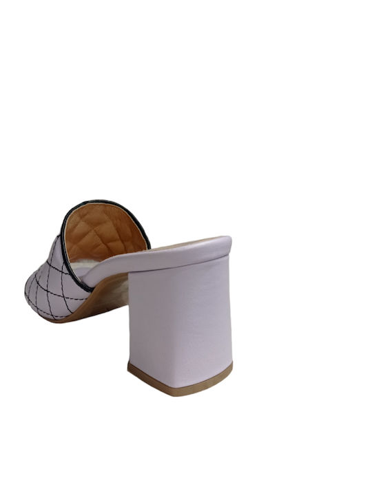 Mules mit Chunky Hoch Absatz in Lila Farbe