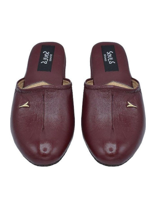 Leather Winter Women's Slippers Black