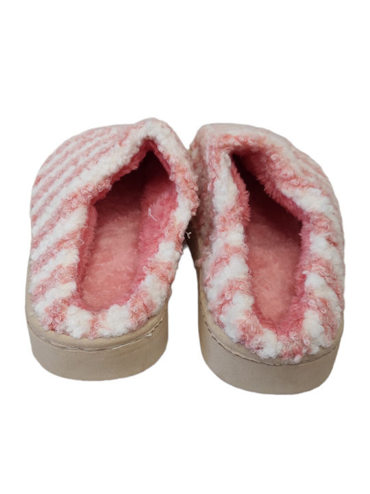 Winter Women's Slippers with Fur Pink